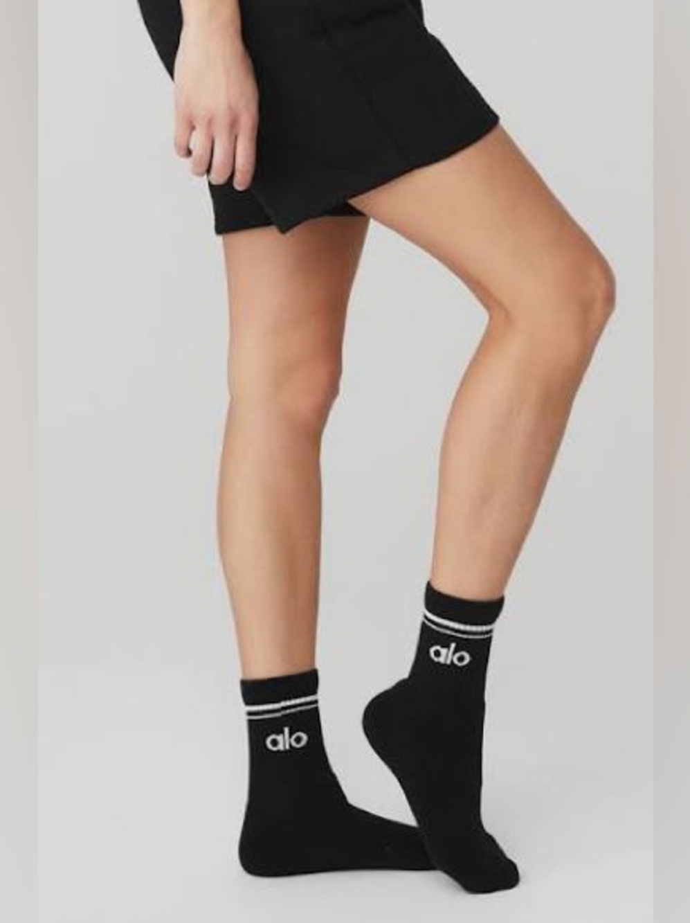 ALO Yoga Black Half-Crew Athletic Socks